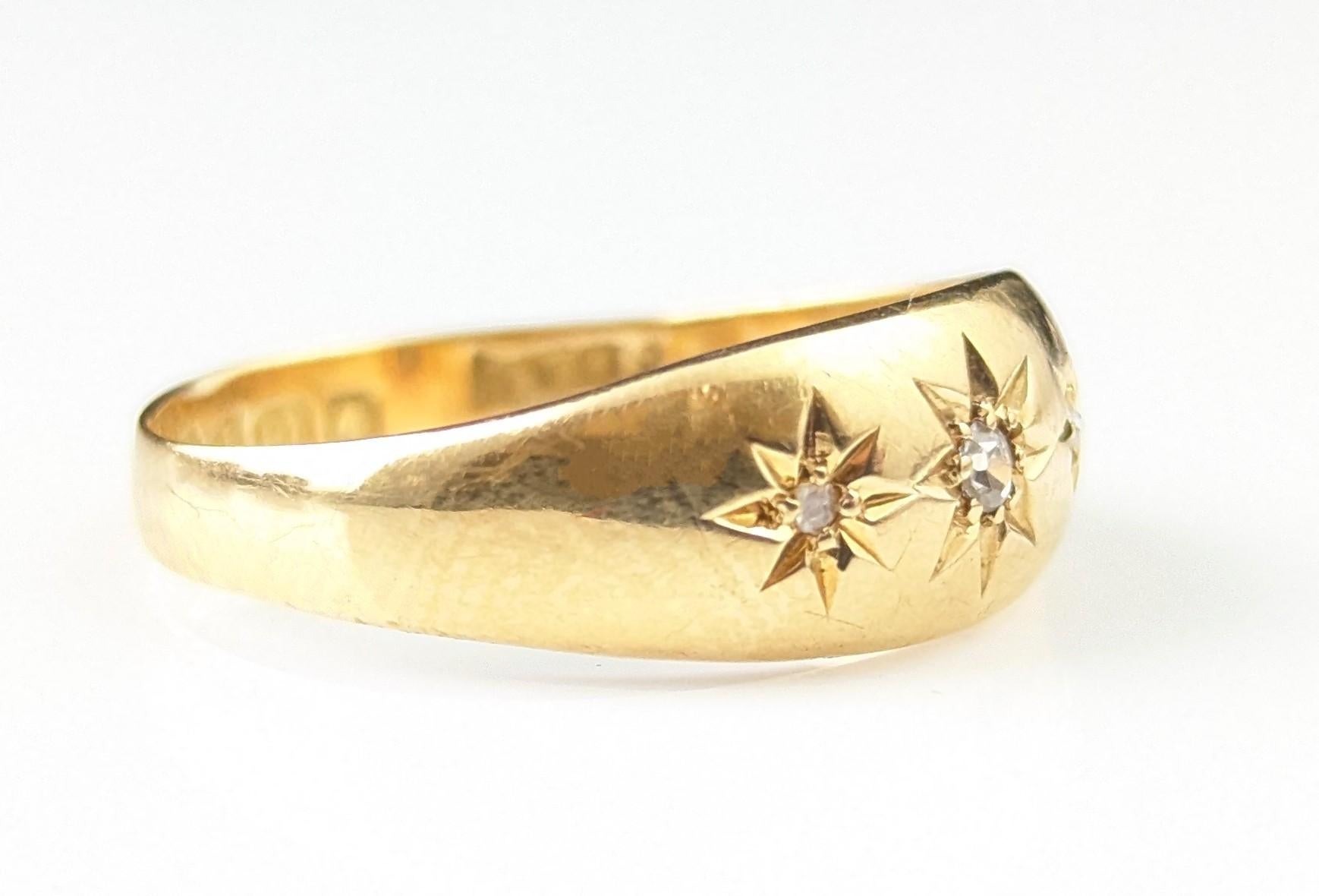 Antique 18k yellow gold star set diamond ring, Art Deco era 5