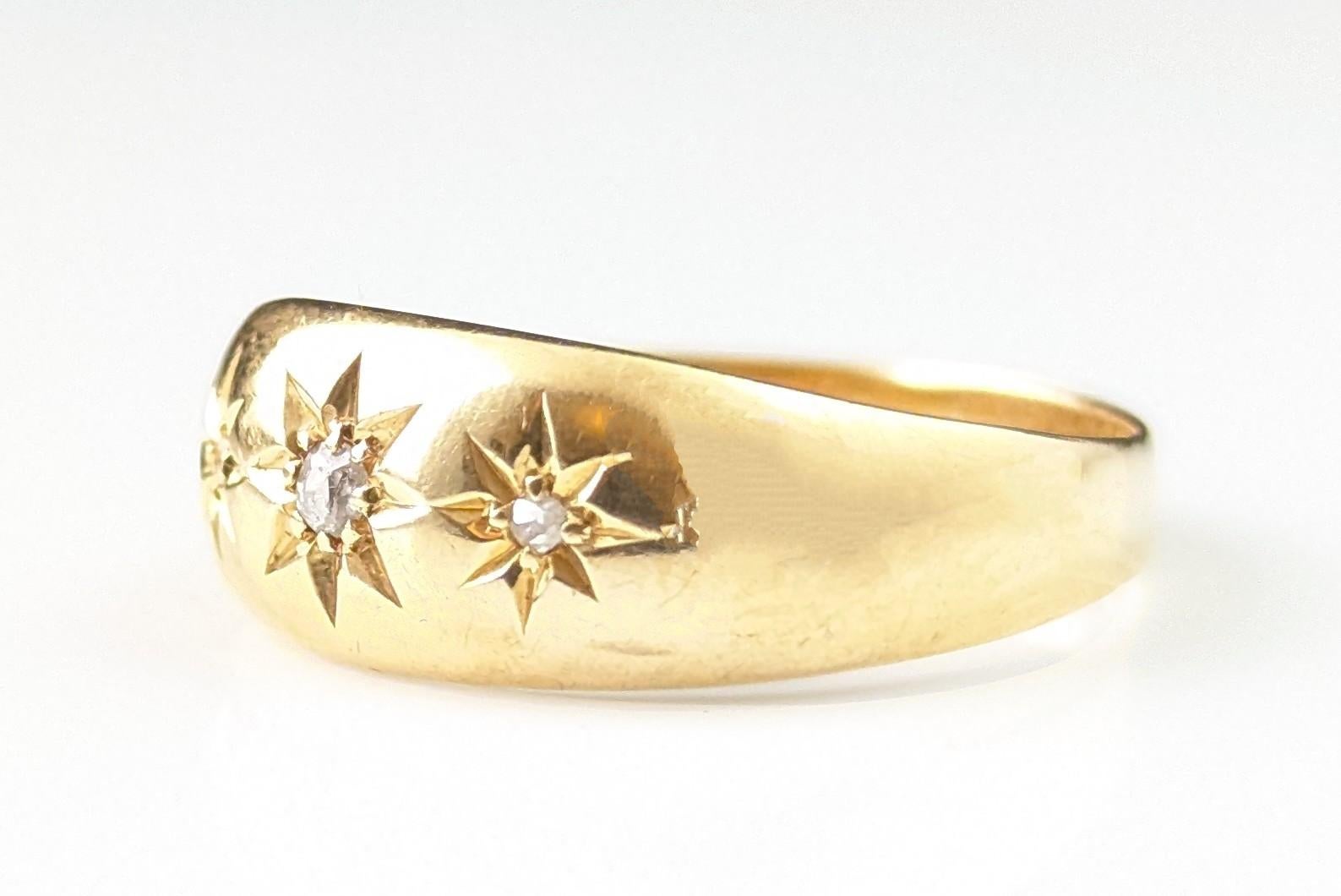 Antique 18k yellow gold star set diamond ring, Art Deco era 6