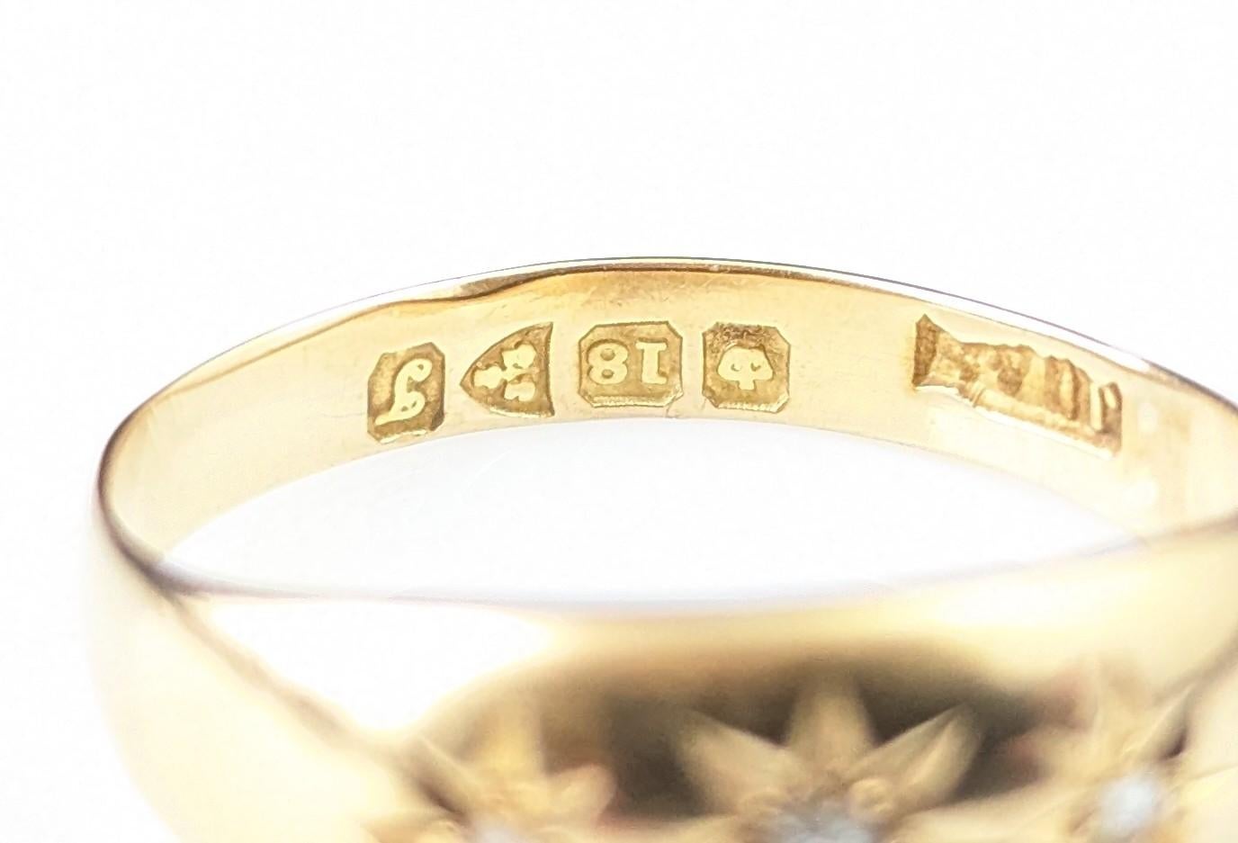 Antique 18k yellow gold star set diamond ring, Art Deco era 7