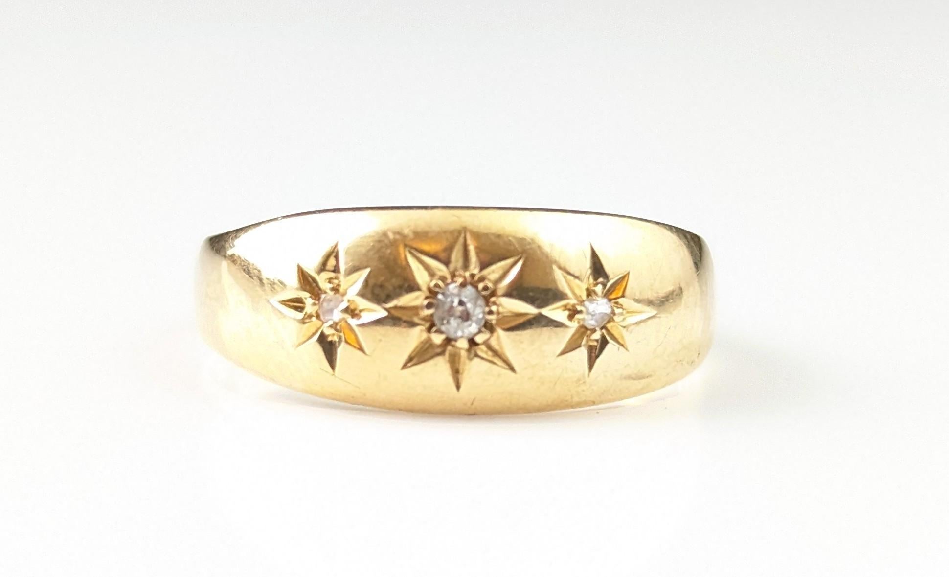 Antique 18k yellow gold star set diamond ring, Art Deco era 8