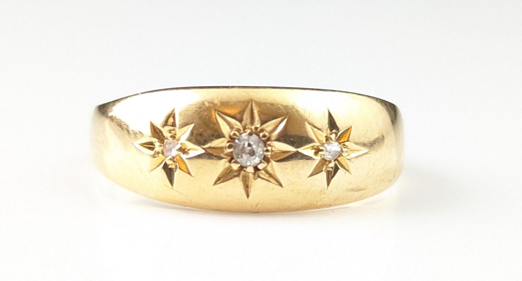 Antique 18k yellow gold star set diamond ring, Art Deco era 9