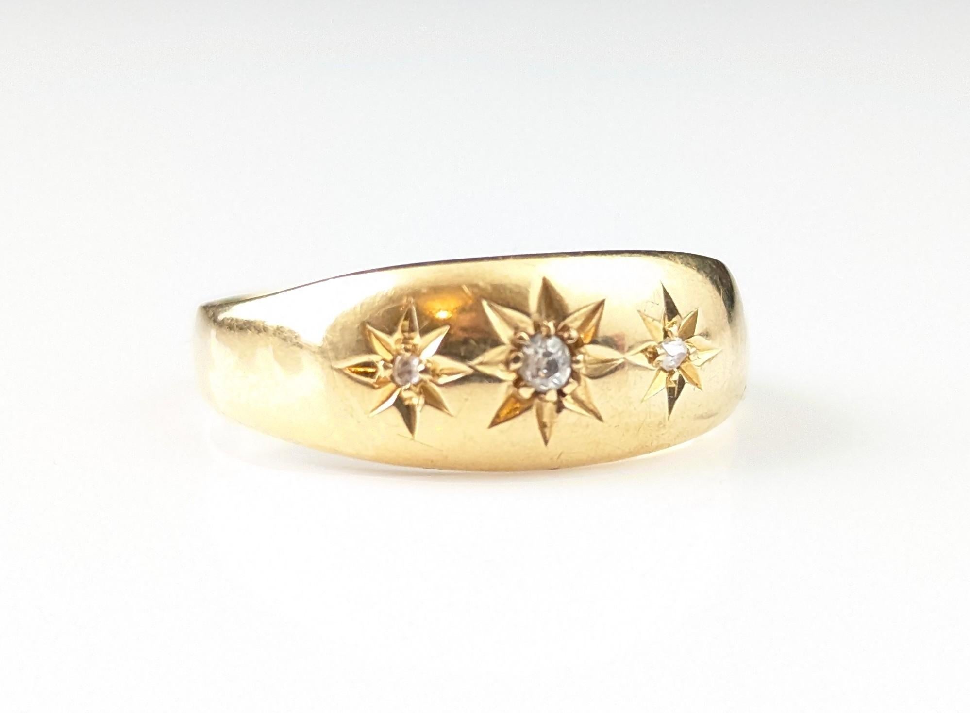 Antique 18k yellow gold star set diamond ring, Art Deco era 3