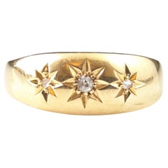 Antique 18k yellow gold star set diamond ring, Art Deco era