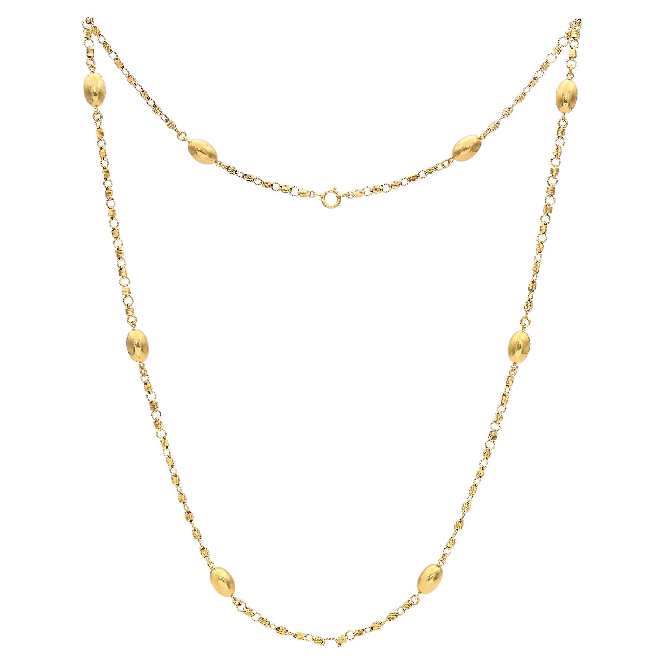 Antique 18k Yellow Gold Station Necklace For Sale