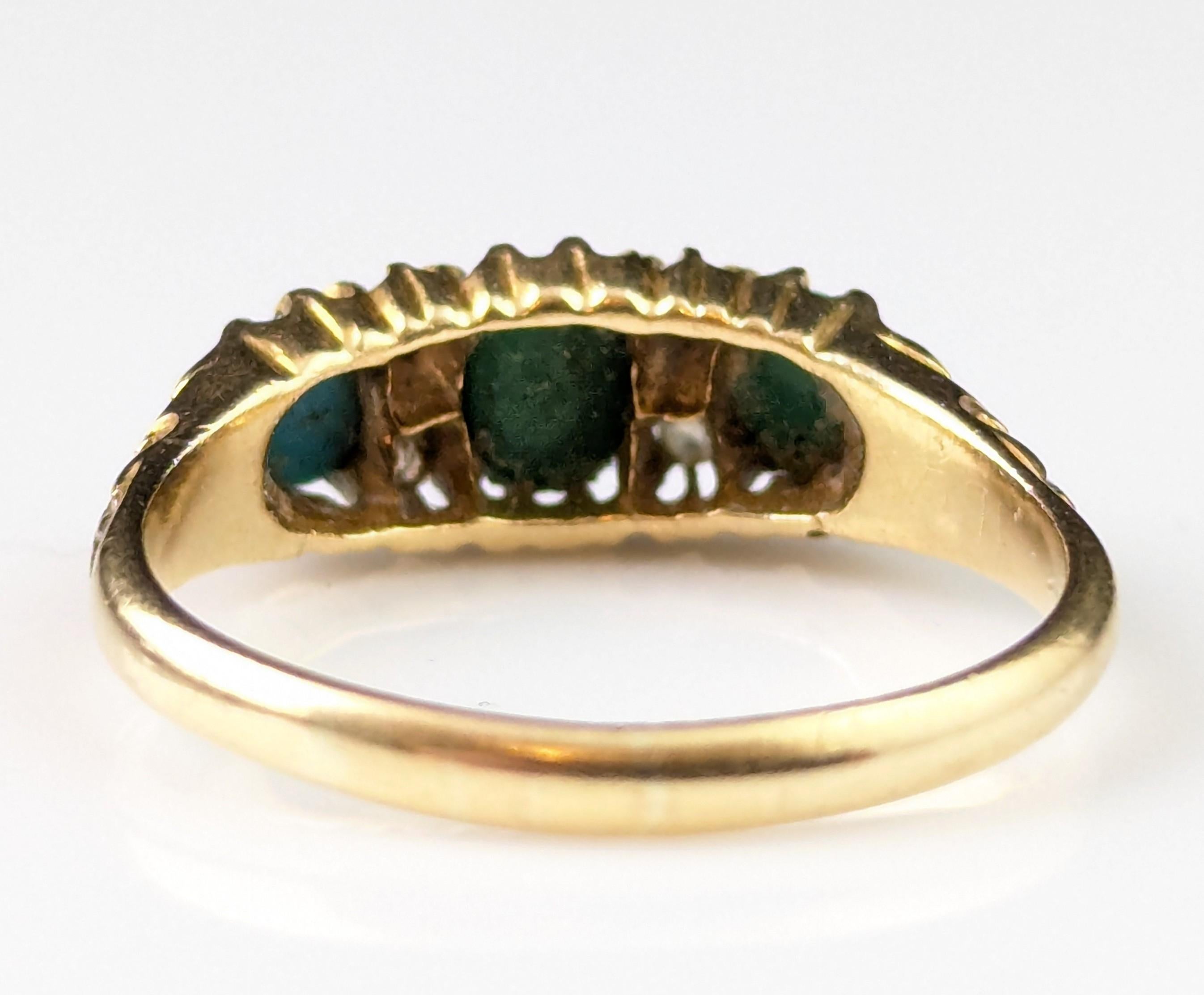 Antique 18k yellow gold Turquoise and Diamond ring 4