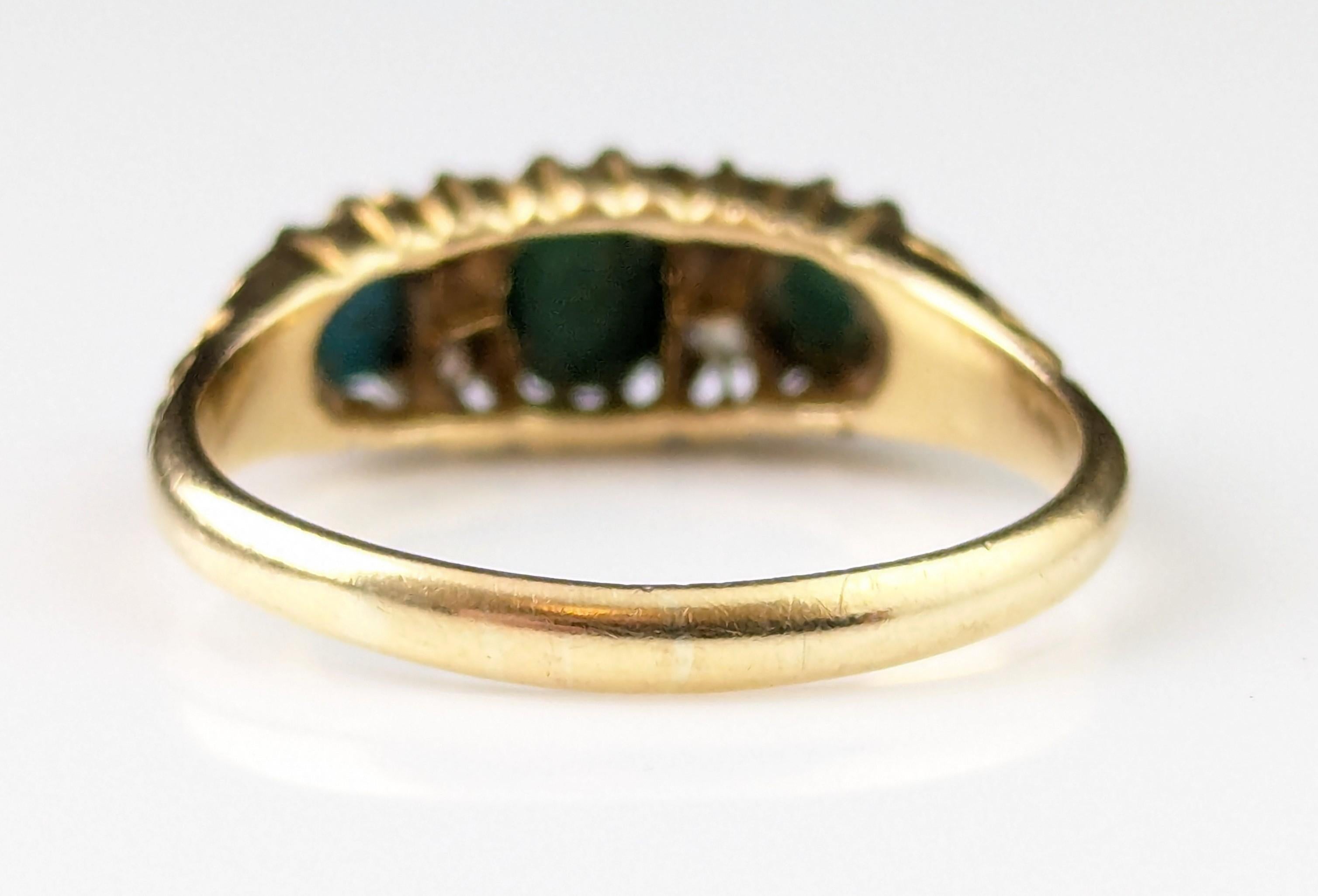 Antique 18k yellow gold Turquoise and Diamond ring 8
