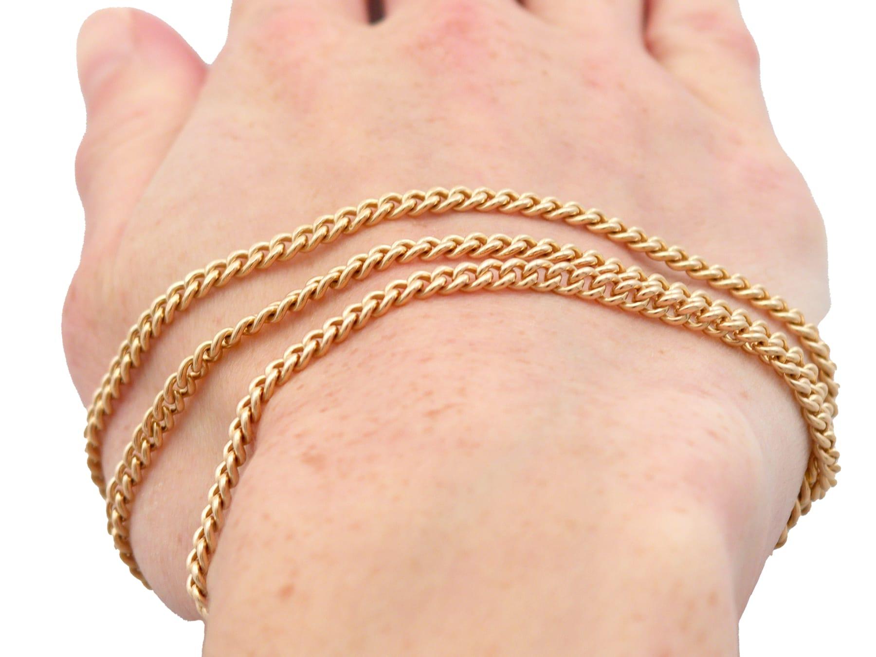 Antique 18k Yellow Gold Watch Chain Circa 1900 in vendita 13