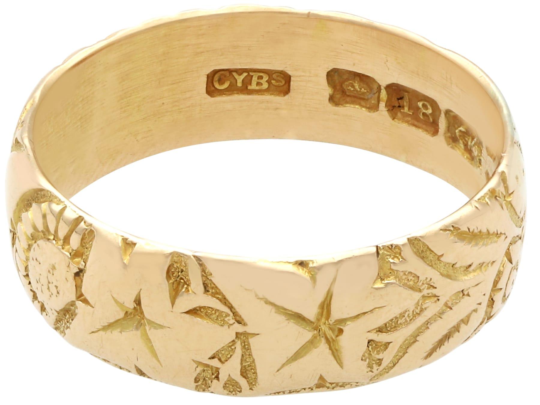 Antique 18k Yellow Gold Wedding Band Circa 1880 In Excellent Condition For Sale In Jesmond, Newcastle Upon Tyne