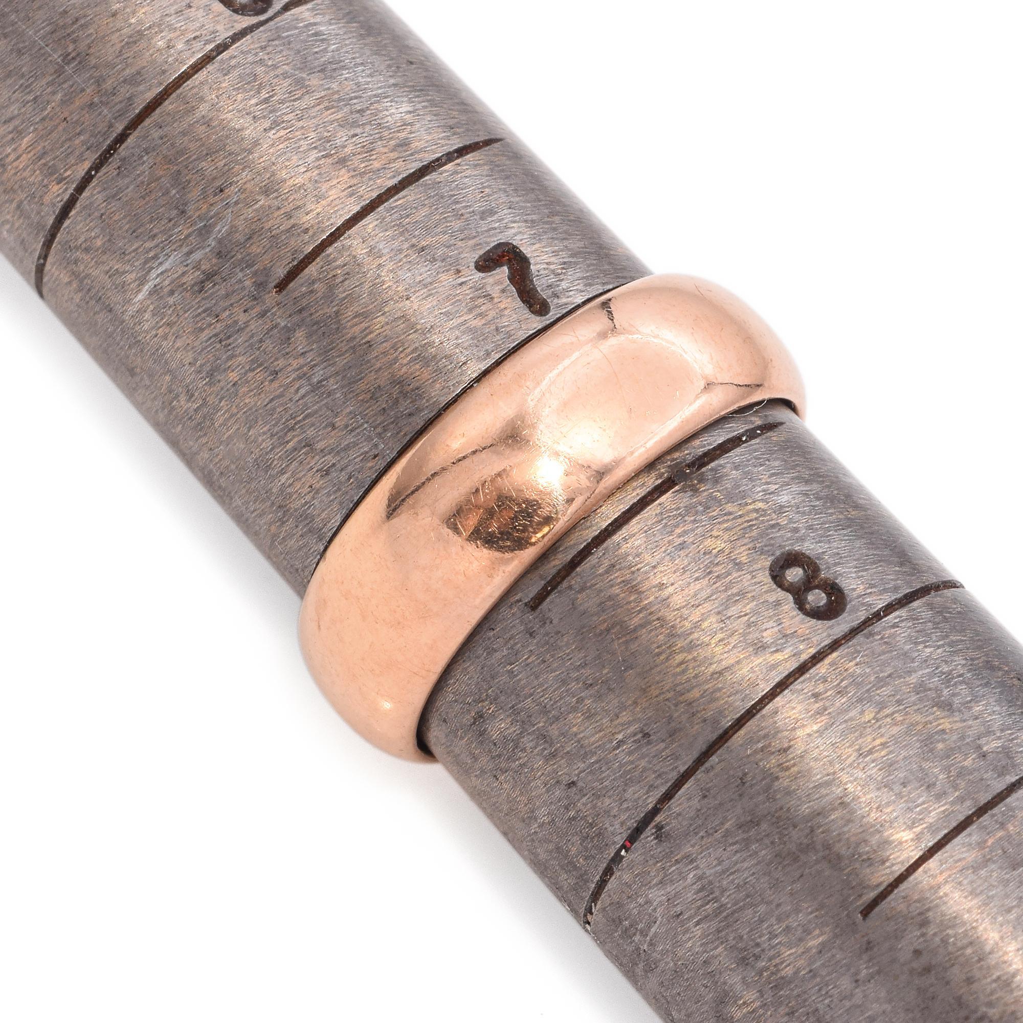Antique 18K Yellow Gold Wide Dome Wedding Band Size 7 For Sale 2