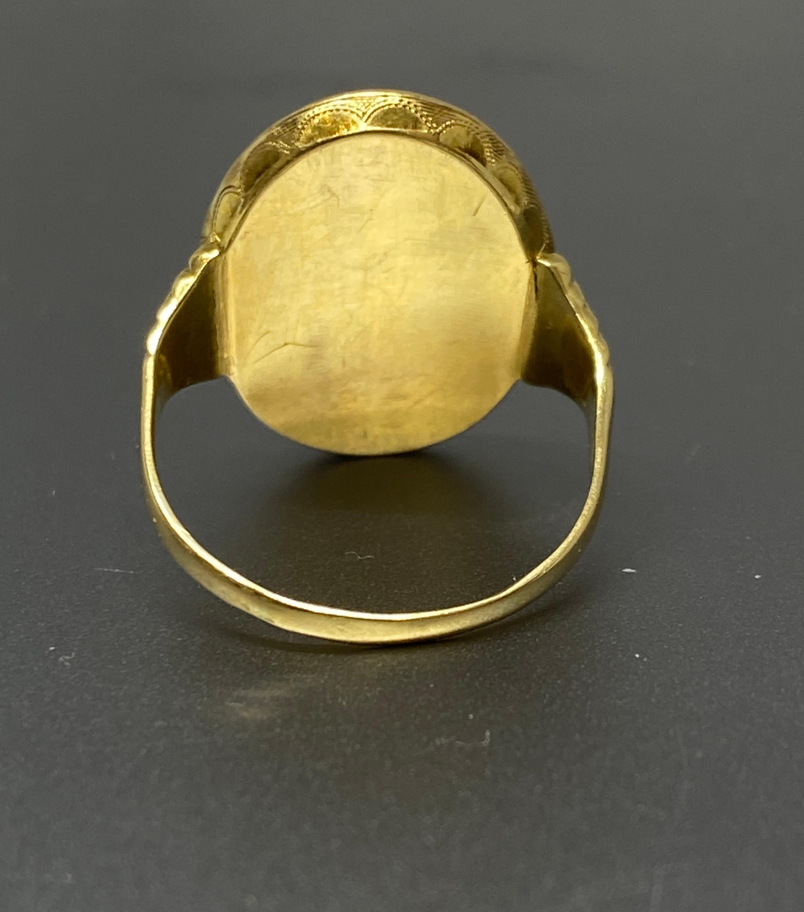 Antique 18k Yellow & Niello Saint George & Dragon Slayer Signet Ring  For Sale 2