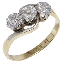 Antique 18kt Gold and Platinum 3-Stone Diamond Ring