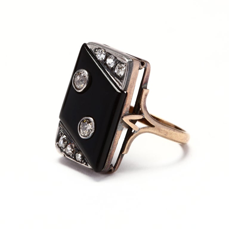 Antique 18 Karat Gold Diamond and Black Onyx Ring at 1stDibs | antique ...