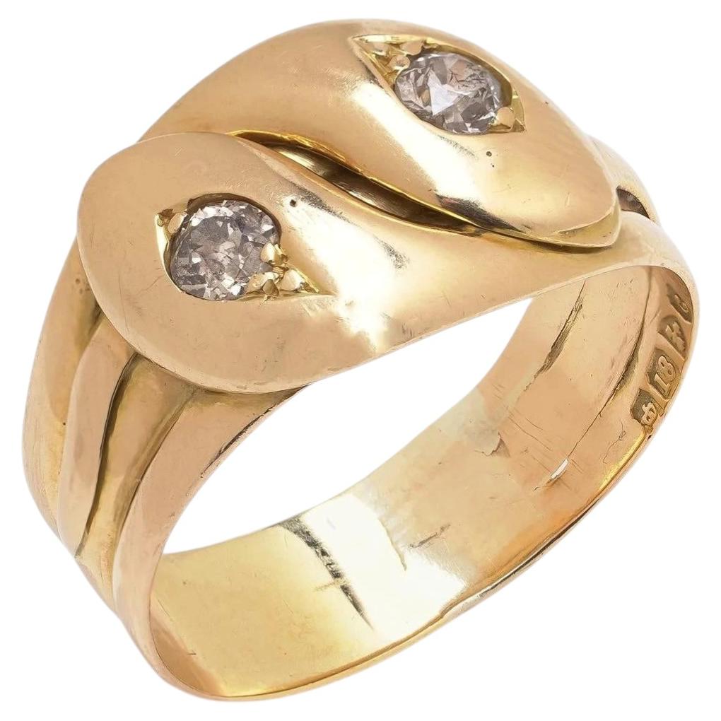 Antiker 18KT Gold Diamant Schlangenring