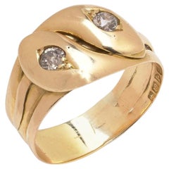 Antiker 18KT Gold Diamant Schlangenring