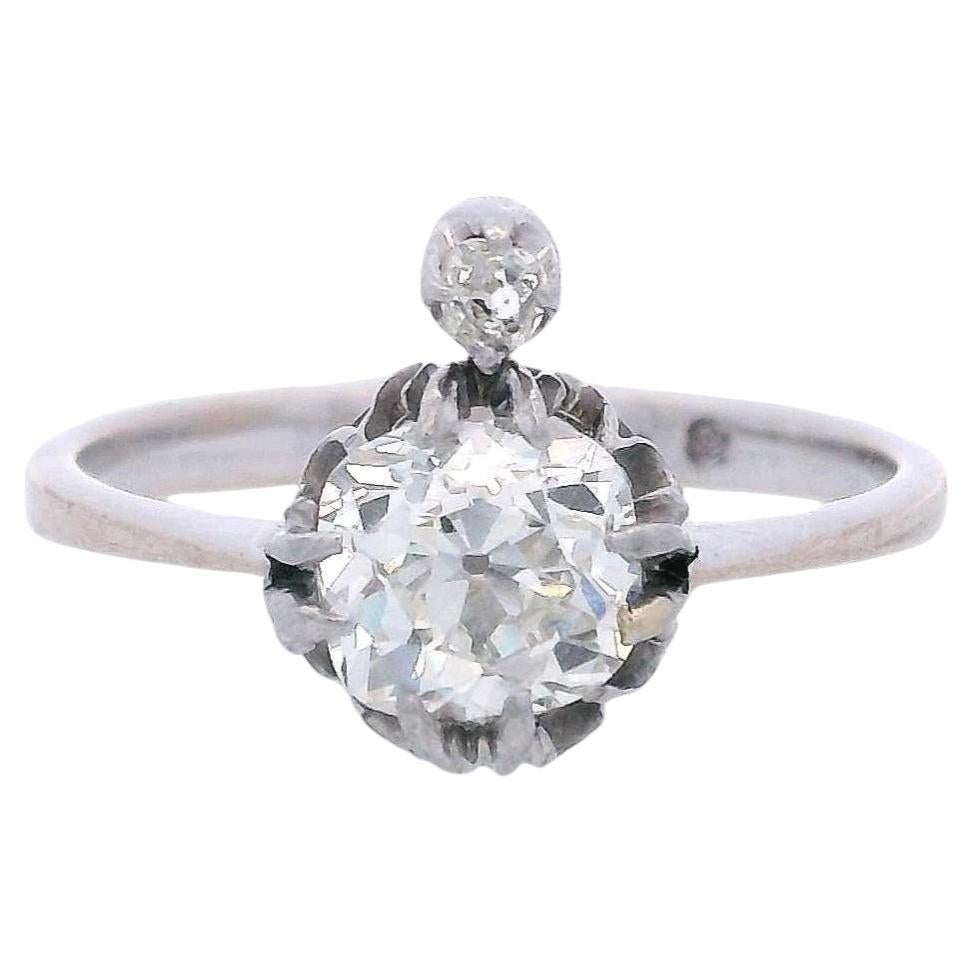 Bague de fiançailles ancienne en or 18kt avec 1,70 cts de diamant