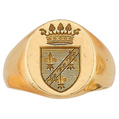 Bague d'homme ancienne en or 18 carats, signet ducal français