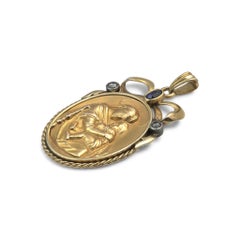 Antique 18KT Gold Madonna and Child Pendant, Circa 1890-1910, Europe