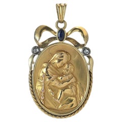 Antique 18KT Gold Madonna and Child Pendant, Circa 1890-1910, Europe