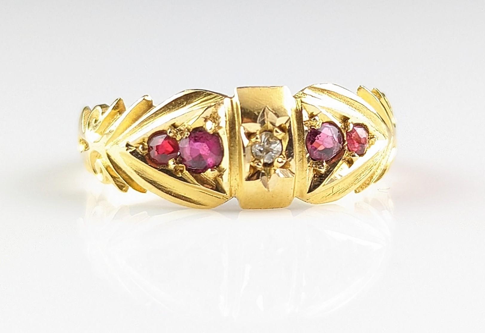 Antique 18 Karat Gold Ruby and Diamond Ring, Edwardian 6
