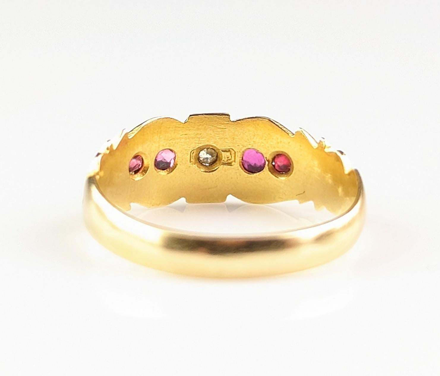 Antique 18 Karat Gold Ruby and Diamond Ring, Edwardian 10