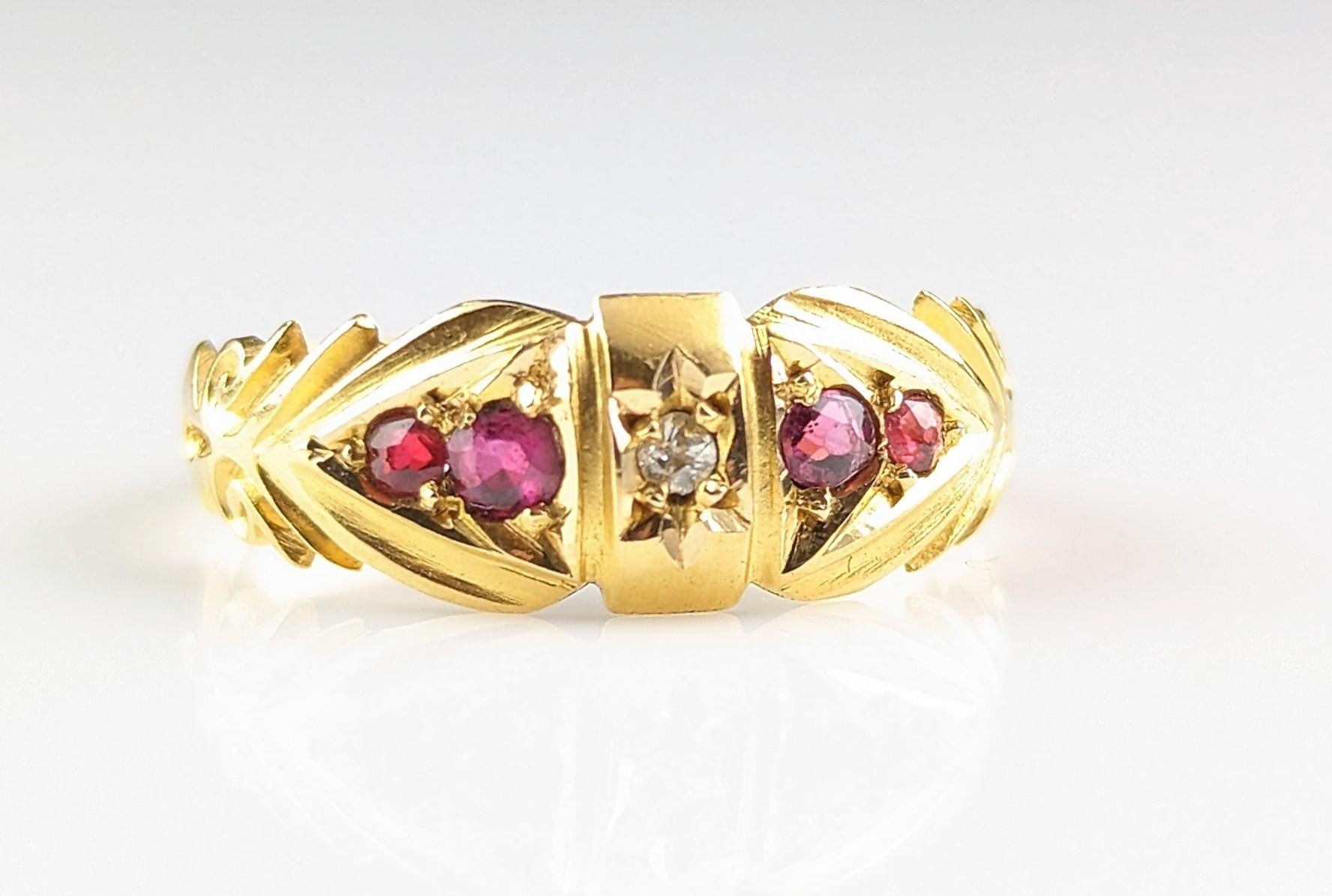 Antique 18 Karat Gold Ruby and Diamond Ring, Edwardian 11