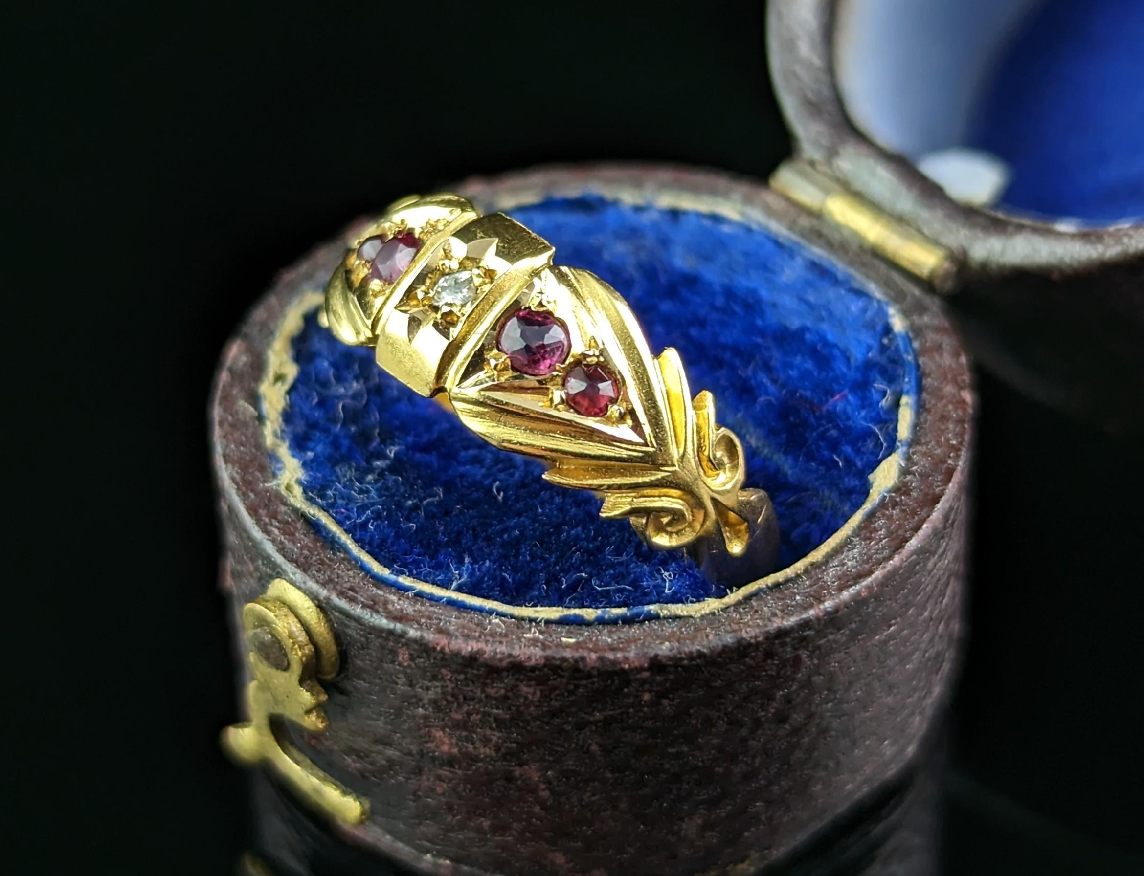 Women's Antique 18 Karat Gold Ruby and Diamond Ring, Edwardian