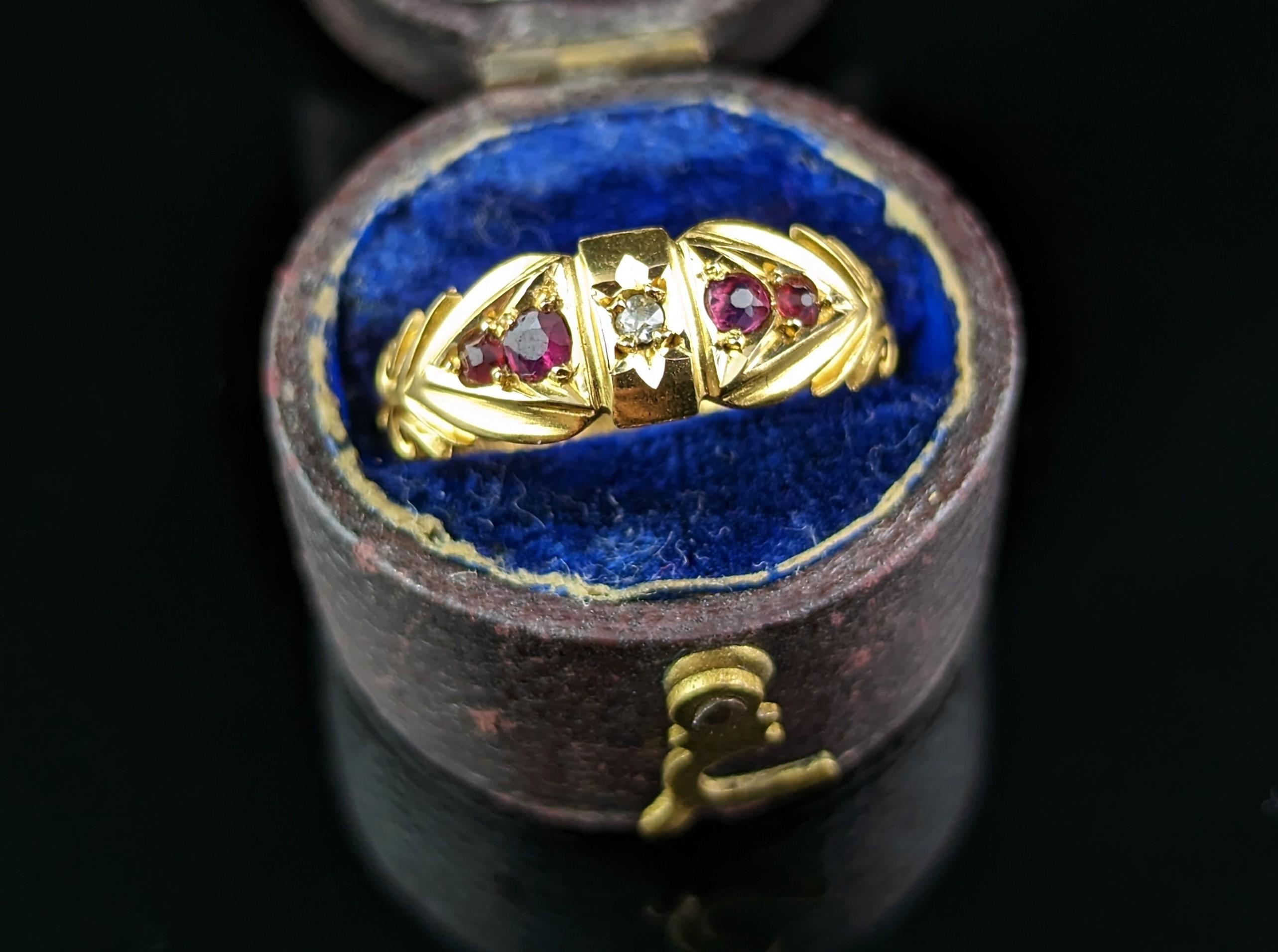 Antique 18 Karat Gold Ruby and Diamond Ring, Edwardian 1