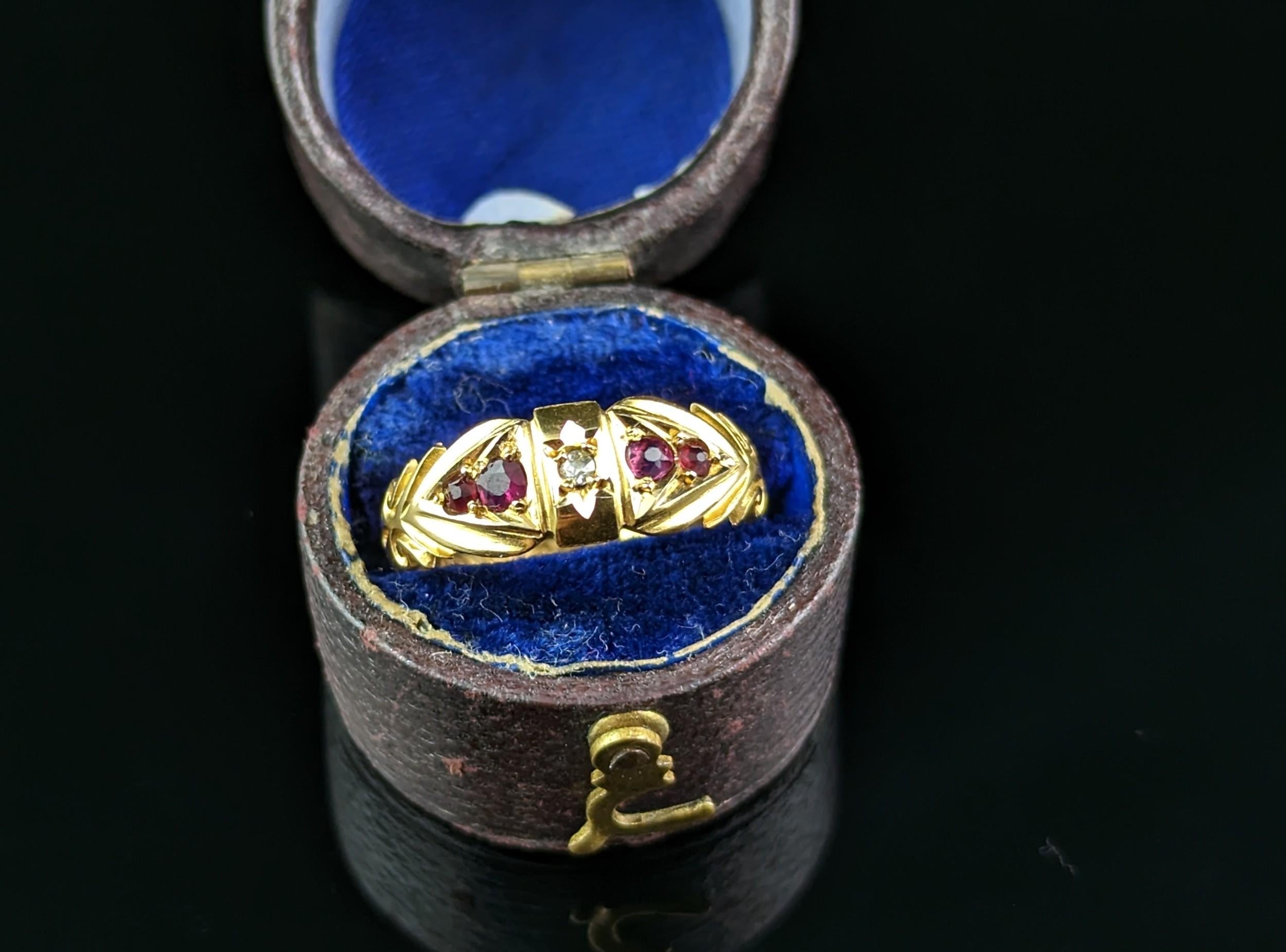 Antique 18 Karat Gold Ruby and Diamond Ring, Edwardian 2