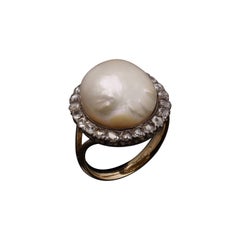 Antiker Cluster-Ring aus 18 Karat Gold und Silber mit Perlen und Diamanten im Rosenschliff