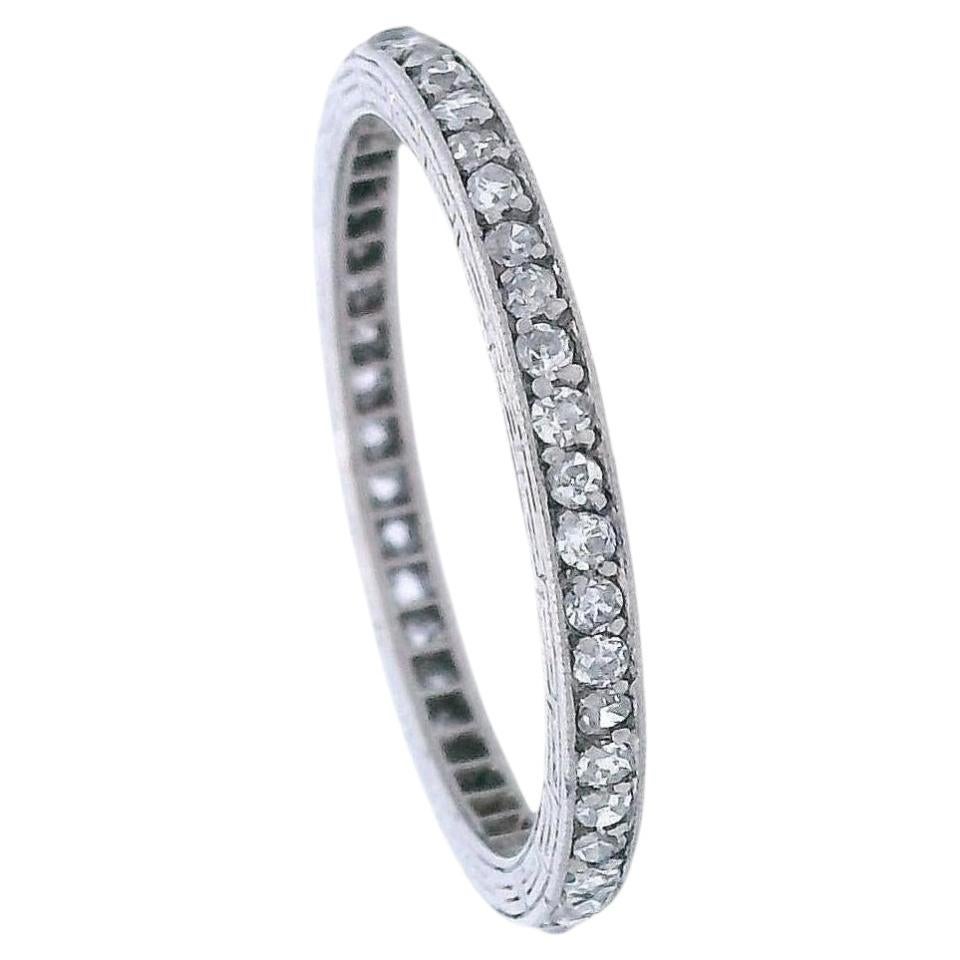 Antique 18kt White Gold Dimaonds Eternity Band For Sale