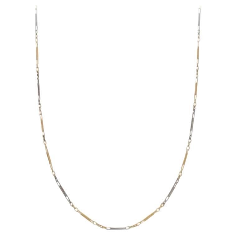 Collar antiguo de cadena de reloj de bolsillo de oro amarillo y blanco de 18 quilates en venta