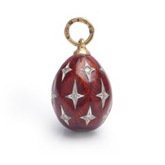 Antique 18kt. Yellow Gold and 960, Silver and Enamel Easter Egg Pendant