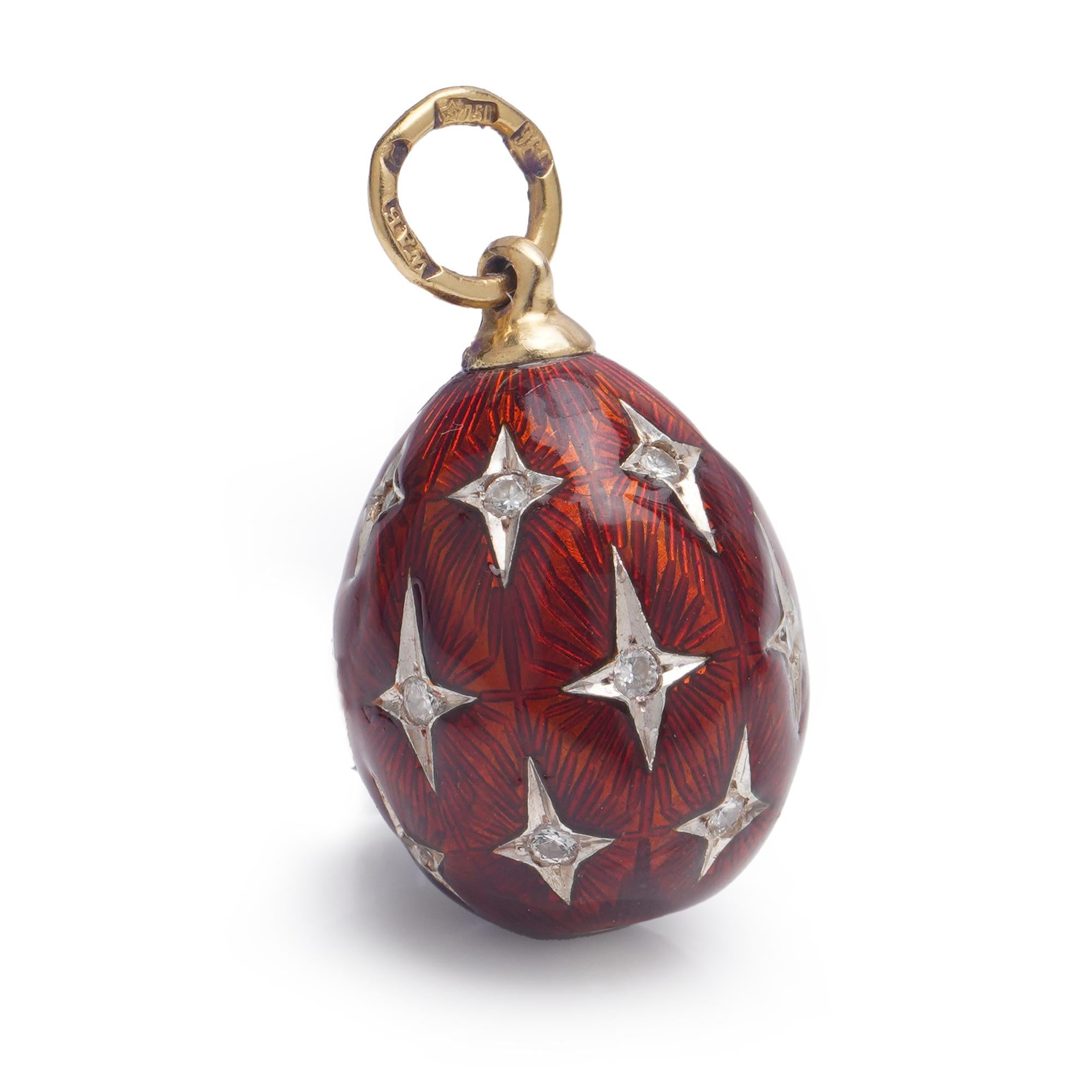 Antique 18kt. Yellow Gold and 960, Silver and Enamel Easter Egg Pendant 3