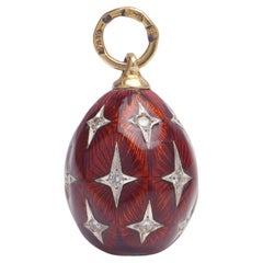 Antique 18kt. Yellow Gold and 960, Silver and Enamel Easter Egg Pendant
