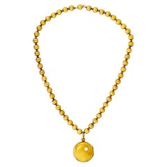 Antique 18Kt Yellow Gold Ball and Locket Necklace