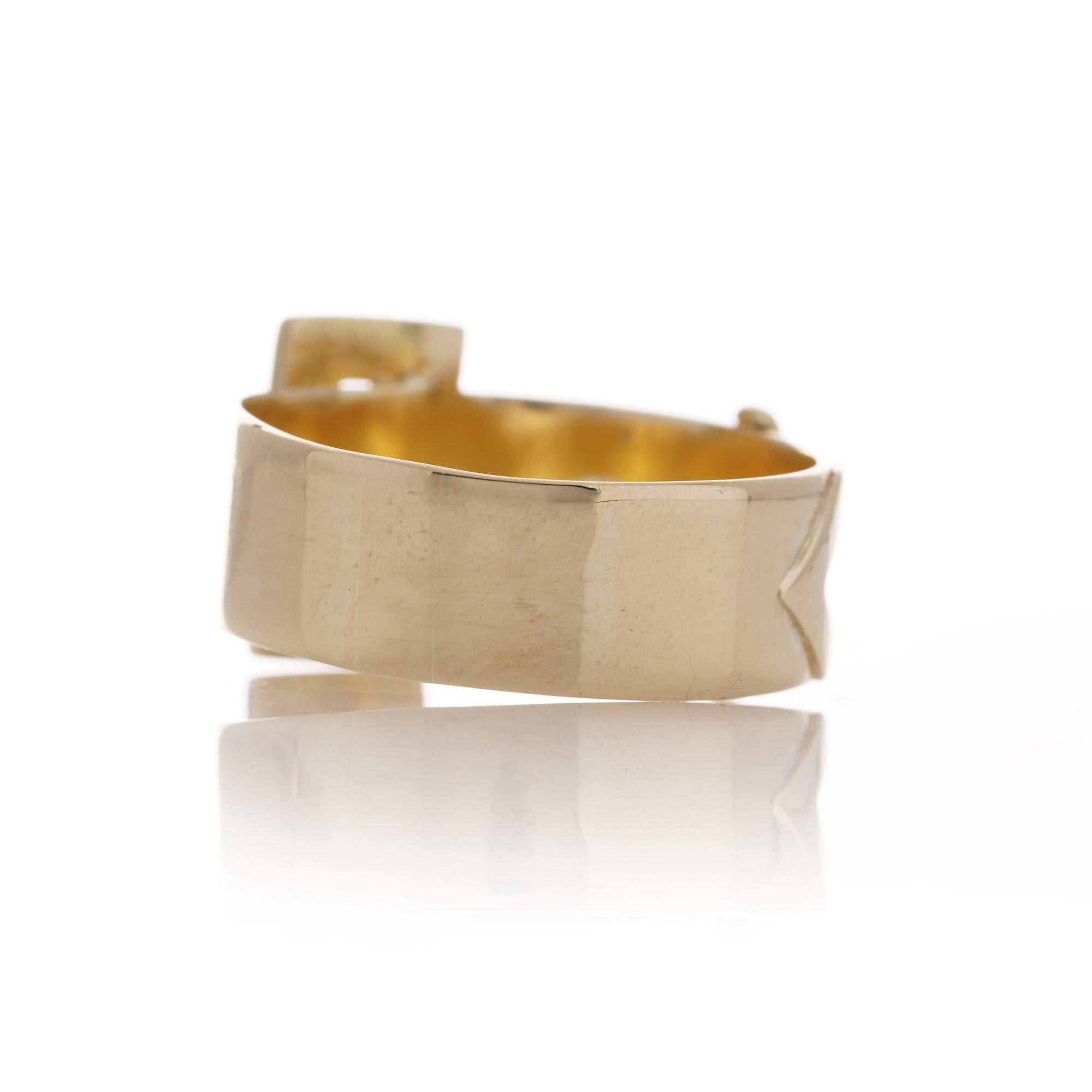 Antiquité boucle de ceinture en or jaune 18kt homme grande taille Z 1/2 anneau avec diamant  en vente 1