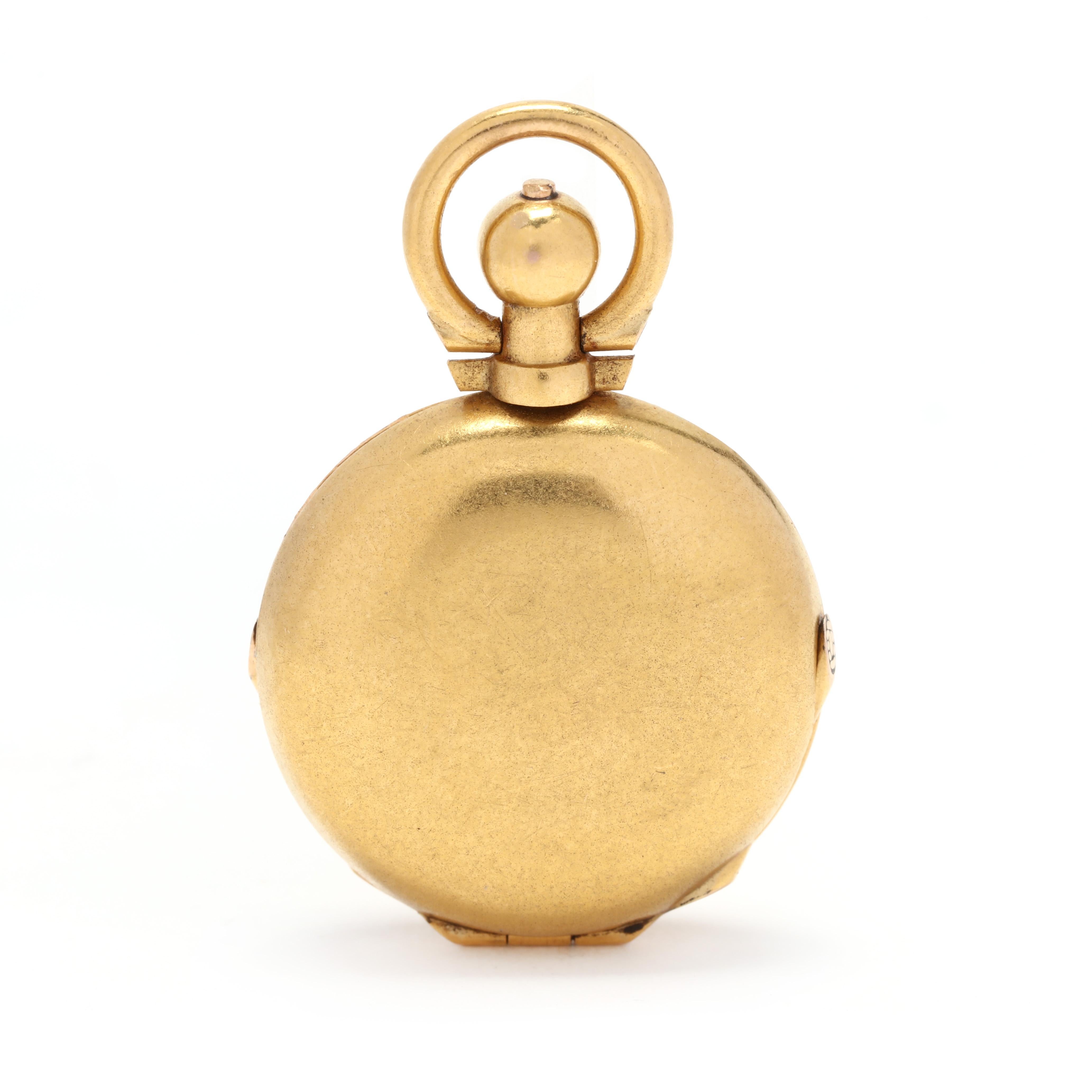 Art Deco Antique 18 Karat Yellow Gold Diamond and Sapphire Locket Charm / Pendant
