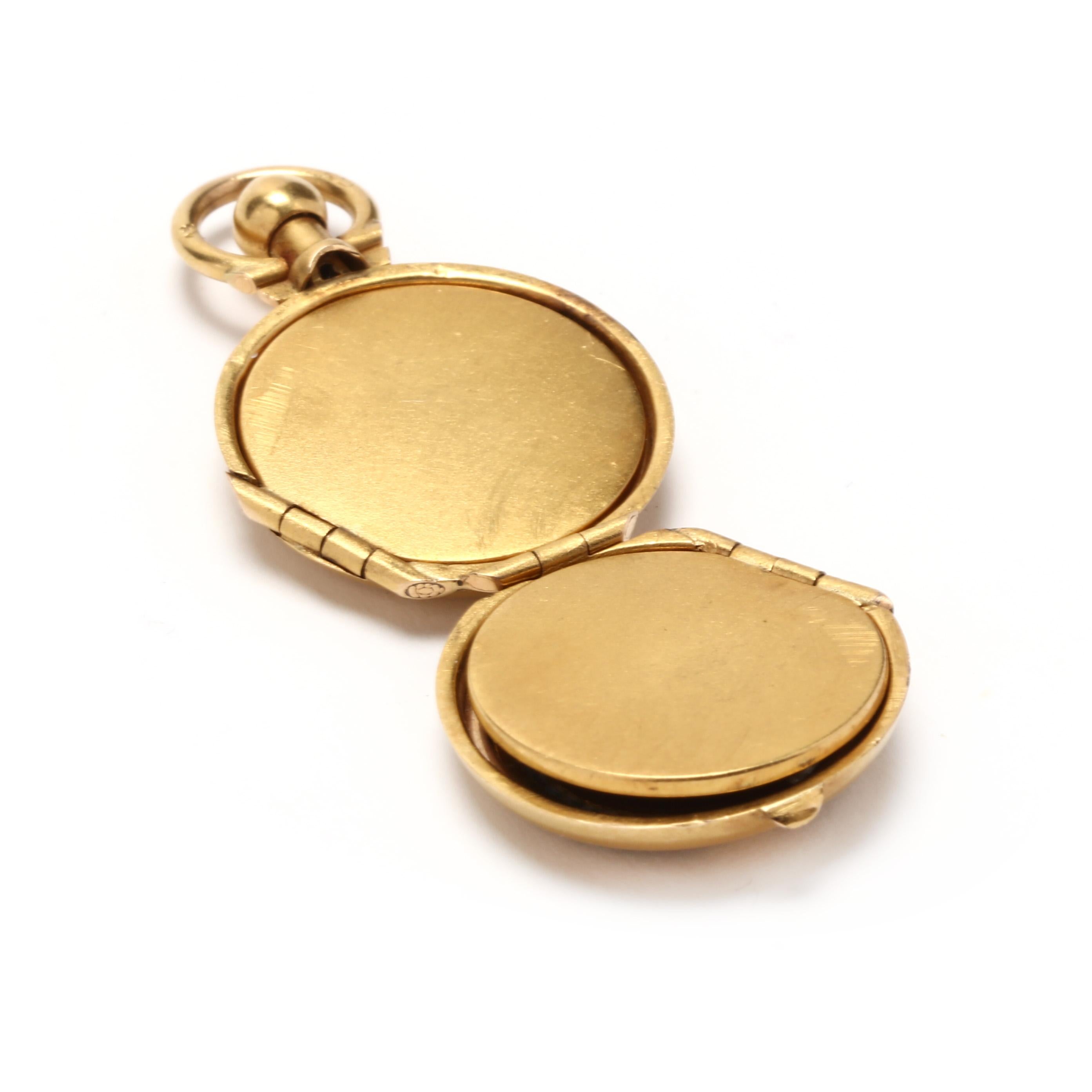 Women's or Men's Antique 18 Karat Yellow Gold Diamond and Sapphire Locket Charm / Pendant