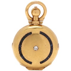 Antique 18 Karat Yellow Gold Diamond and Sapphire Locket Charm / Pendant