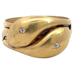 Antique 18KT Yellow Gold Double-Headed Snake Ring