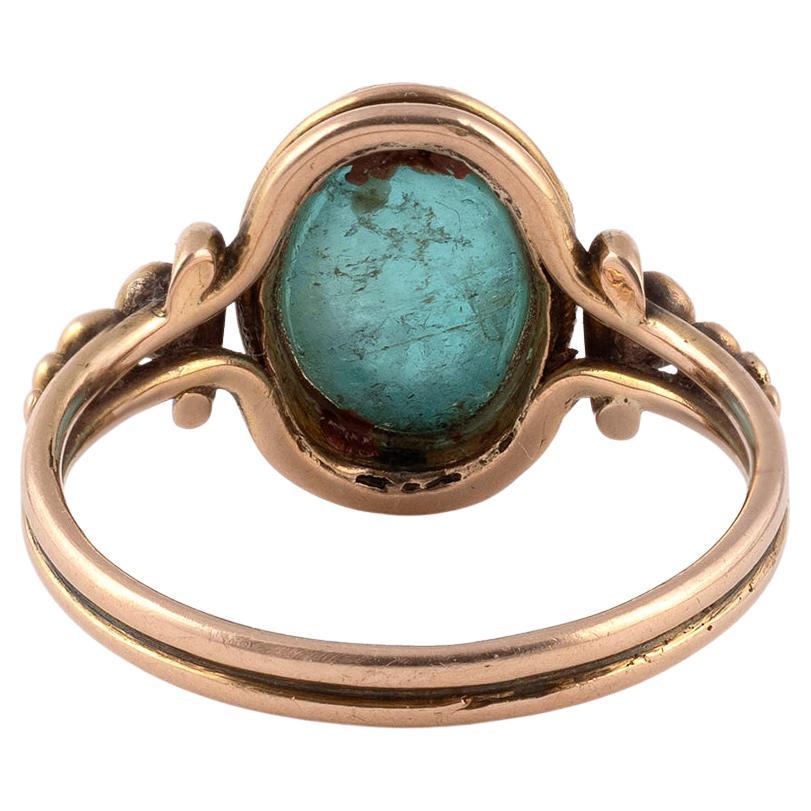 Antiker Smaragd-Cabochon-Ring aus 18 Karat Gelbgold (Viktorianisch)
