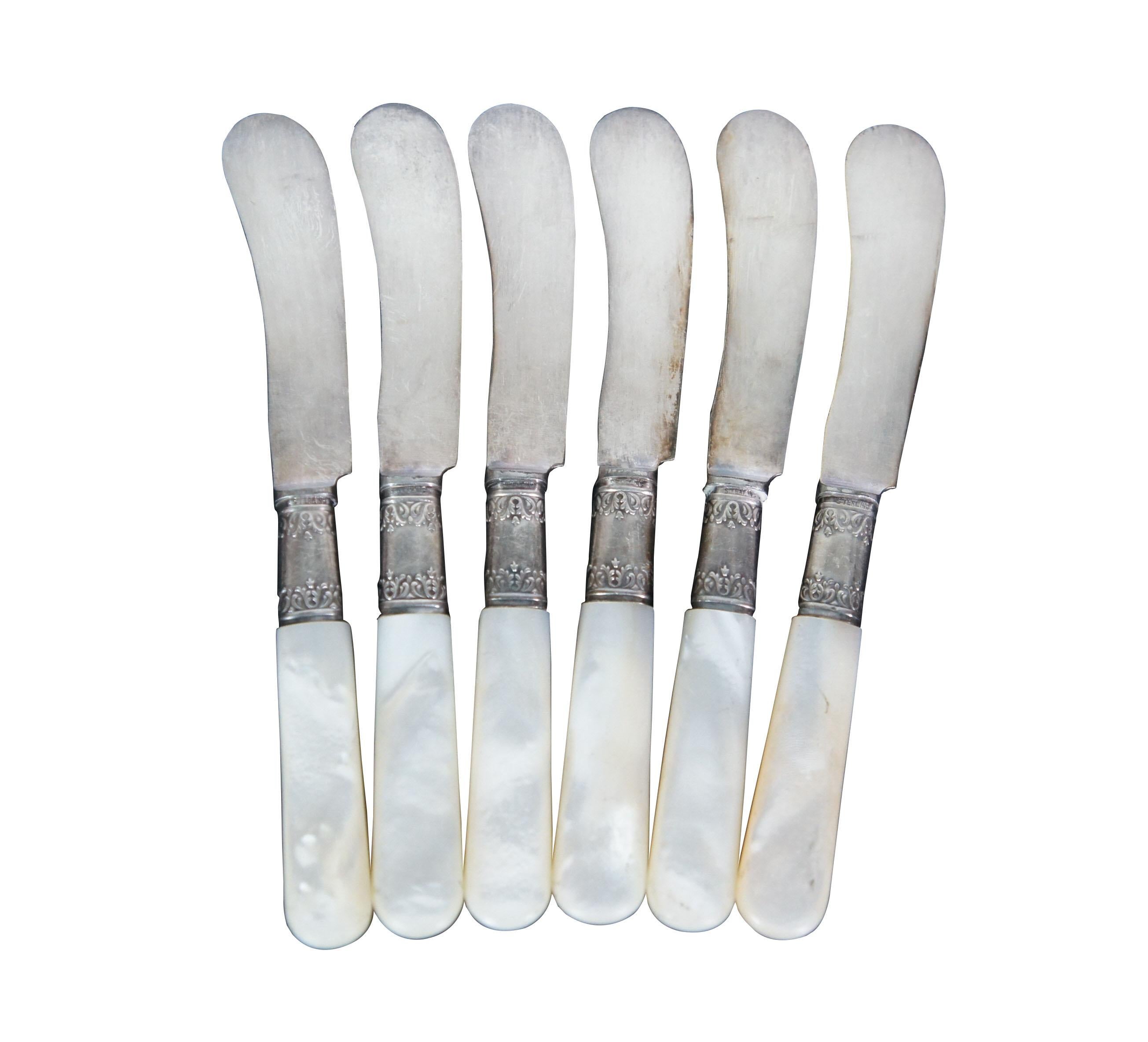 Antikes 18 Teile Perlmutt Sterlingsilber Gabelmesser Messer Fisch Besteck Geschirr im Zustand „Relativ gut“ im Angebot in Dayton, OH