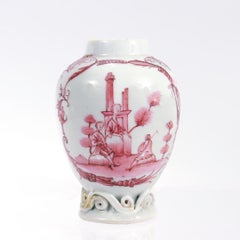 Antique 18th/19th C. Chinese Export Porcelain Tea Caddy with European Decoration