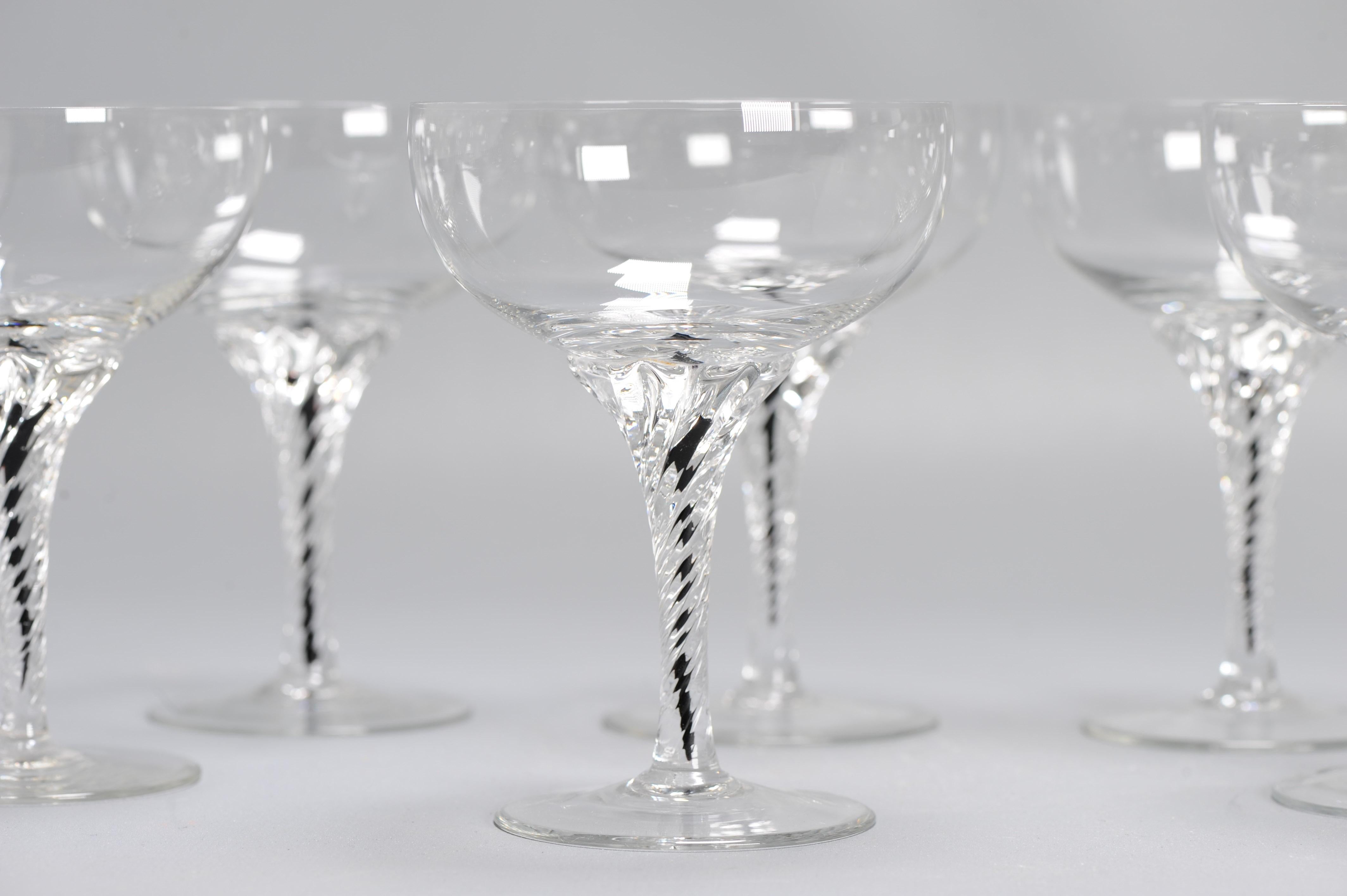 Antique 18th/19th century Dutch rare Black Airtwist Glasses and coupes For Sale 5
