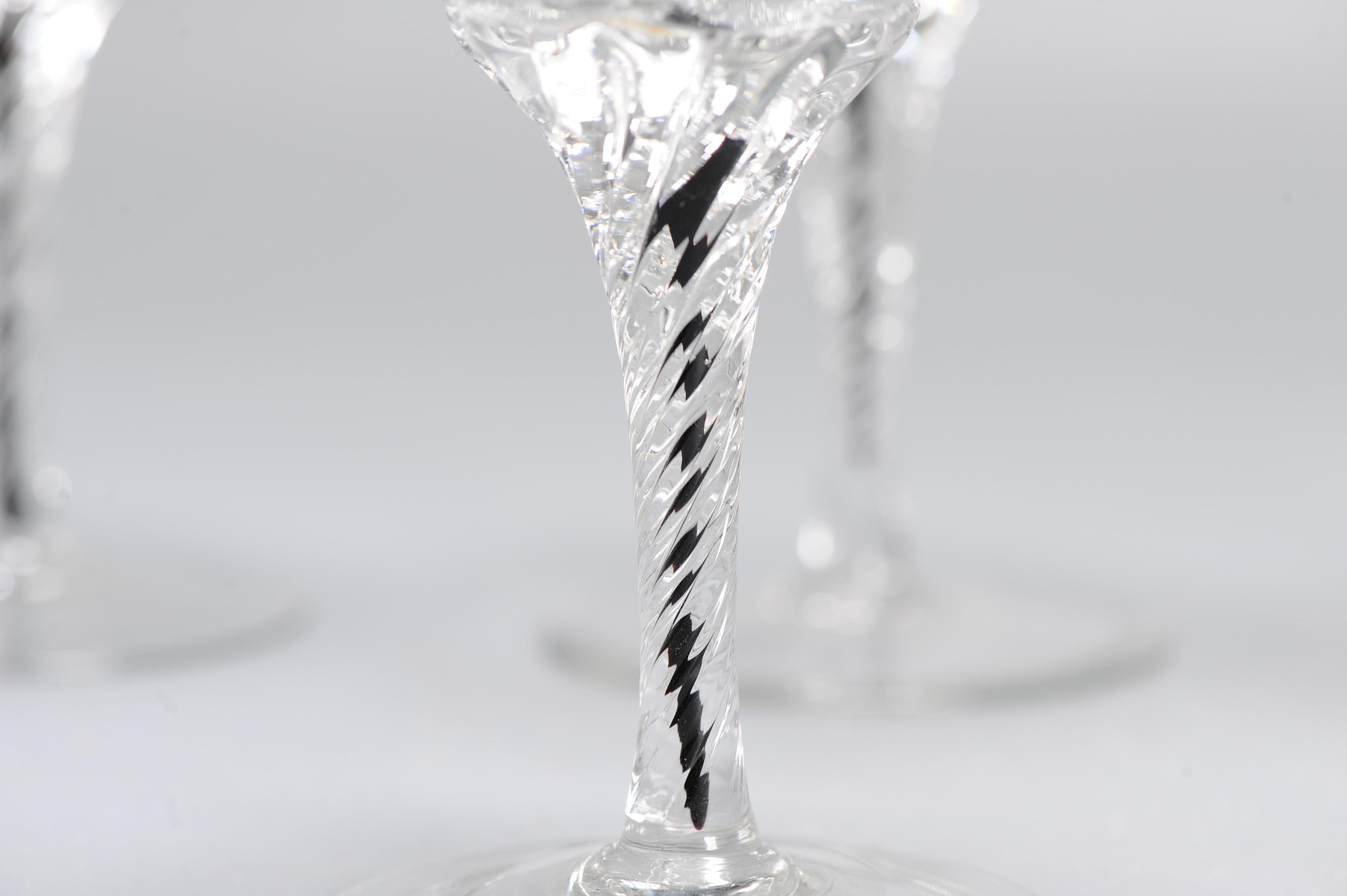 Antique 18th/19th century Dutch rare Black Airtwist Glasses and coupes For Sale 6