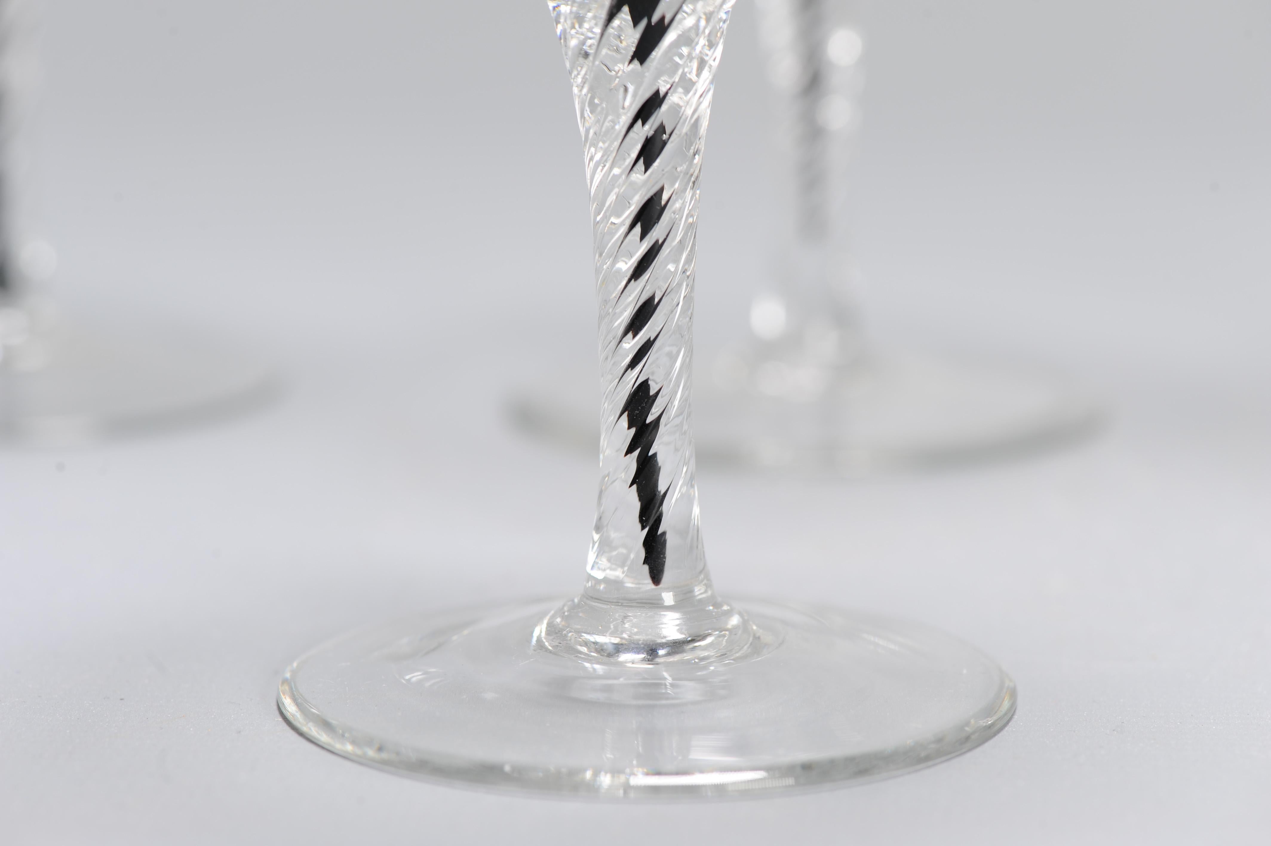 Antique 18th/19th century Dutch rare Black Airtwist Glasses and coupes For Sale 8