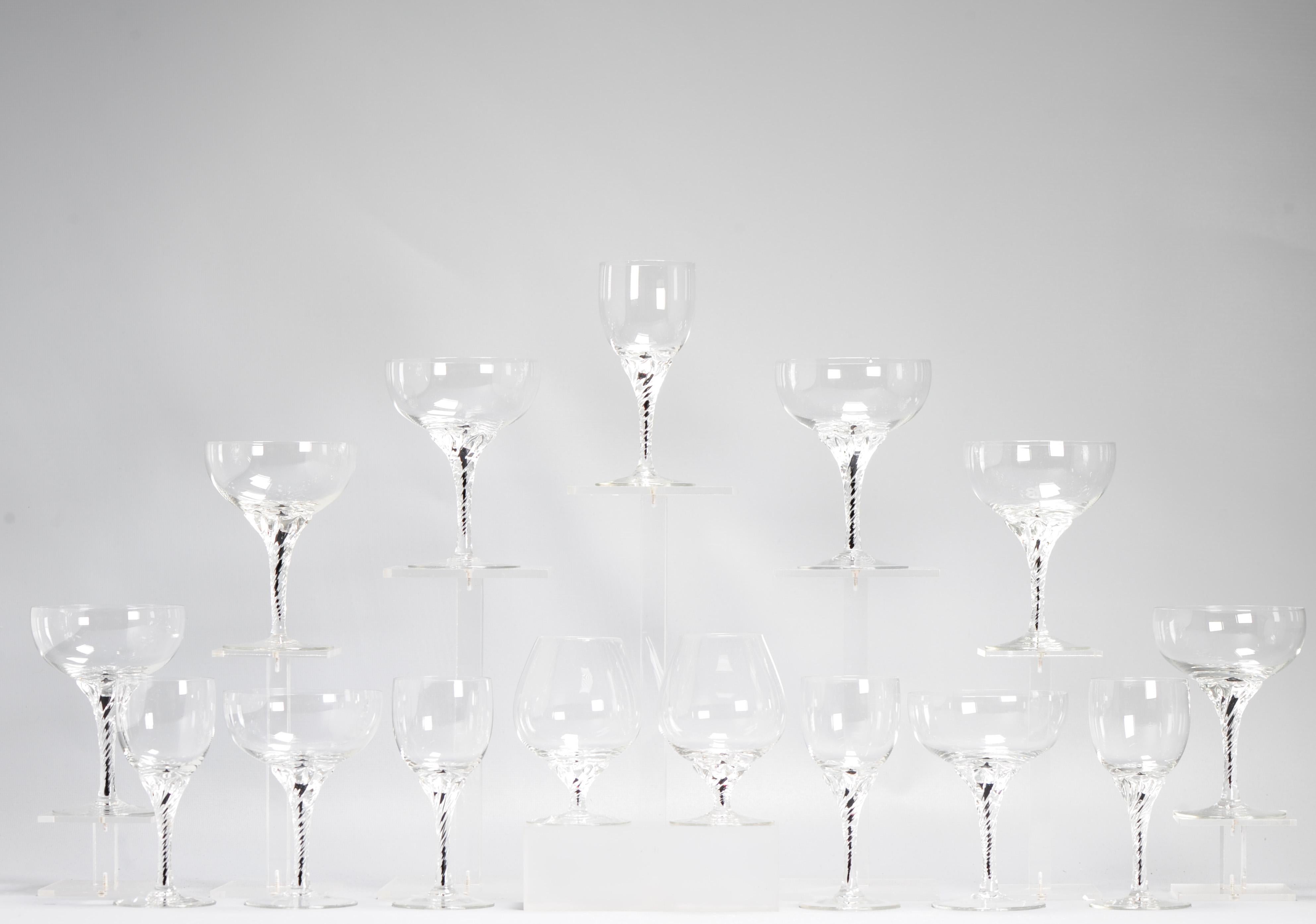 Antique 18th/19th century Dutch rare Black Airtwist Glasses and coupes For Sale 1