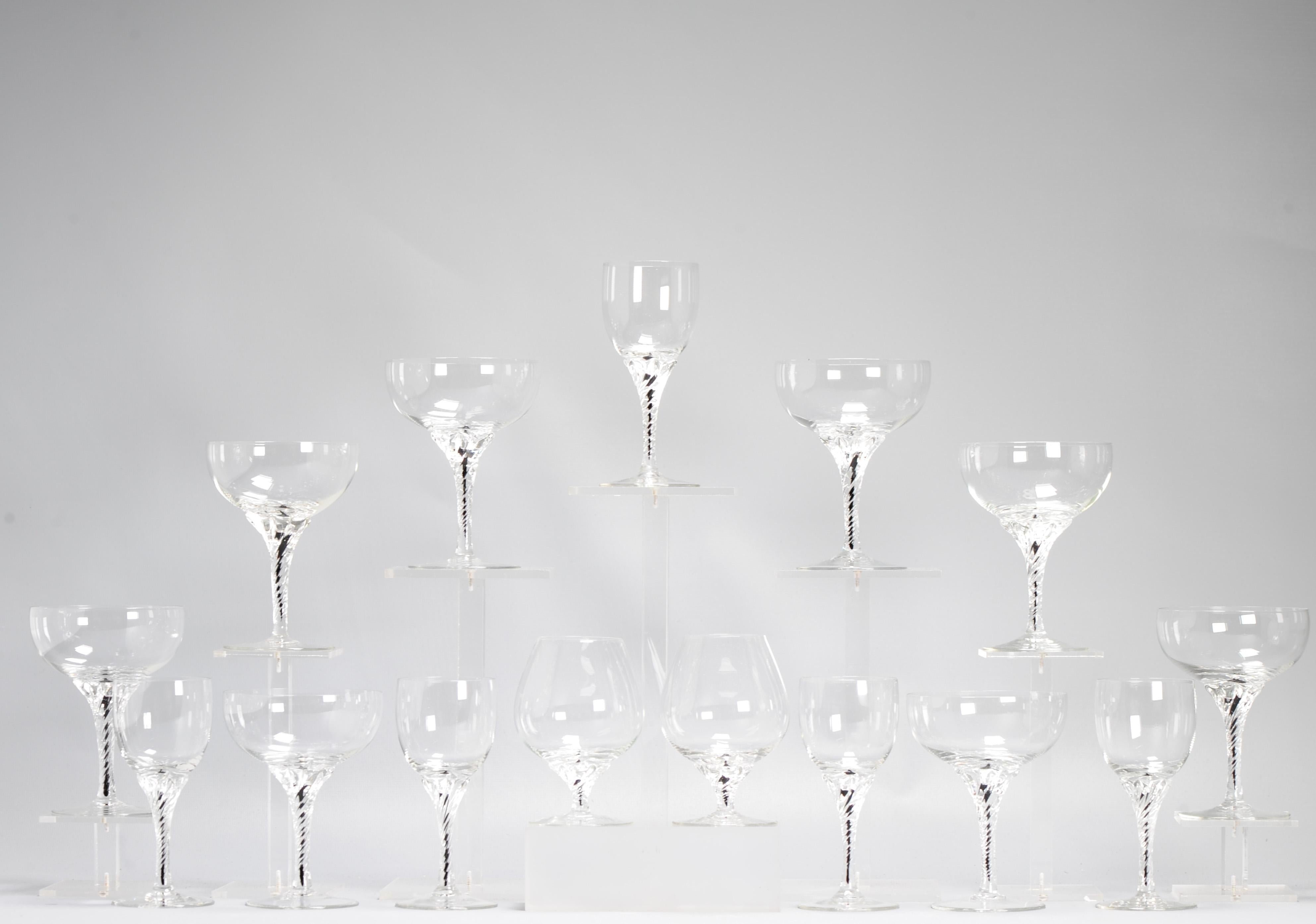 Antique 18th/19th century Dutch rare Black Airtwist Glasses and coupes For Sale 2