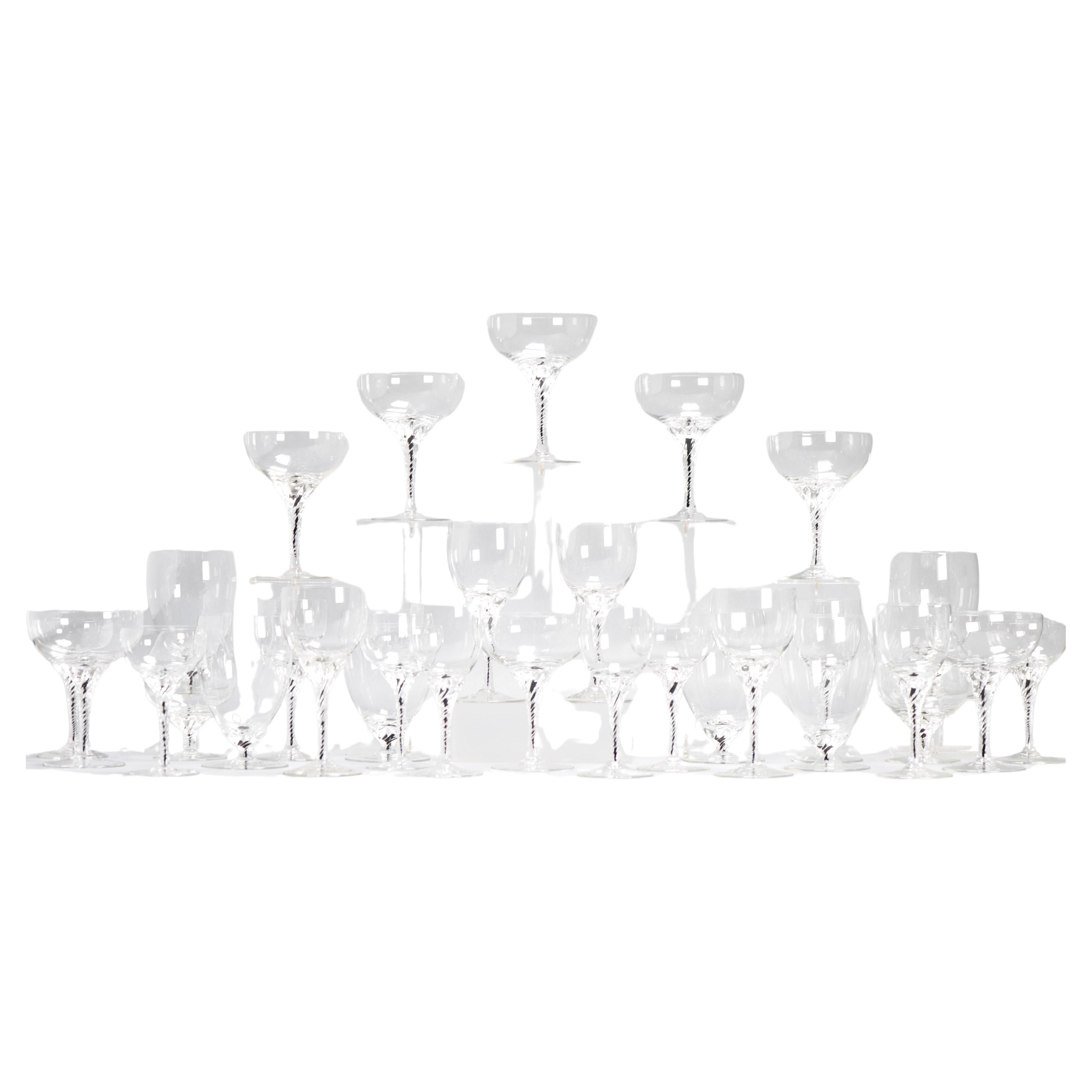 Antique 18th/19th century Dutch rare Black Airtwist Glasses and coupes For Sale