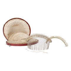 Antikes französisches Empire-Diademe-Tiara aus vergoldetem Silber und Kunstperlen aus dem 18. / 19. Jahrhundert